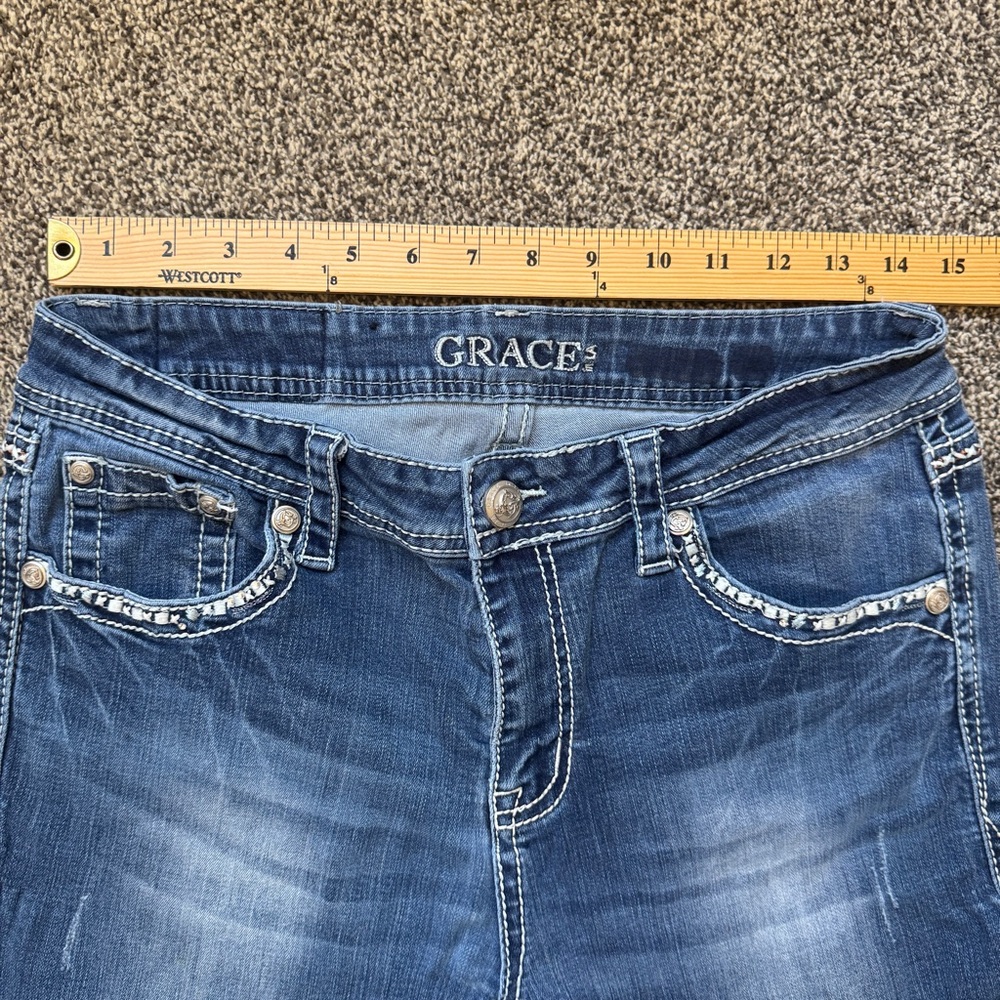 Grace in LA Women’s Jeans Size 30 Bootcut Embroidered Pocket Blue Denim - Picture 9 of 10